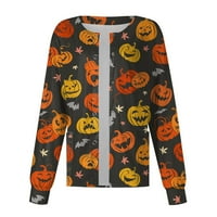 Tking modni kardigan s dugim rukavima za žene plus size Crewneck Halloween tisak vrhova Radne majice