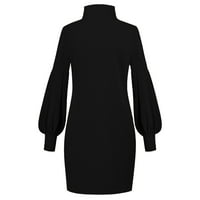 Pgeraug Crne haljine za žene turtleneck džemper dugih rukava Jumper Minies Haljine za žene Crna 2xl