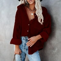 Frostluinai jakna za šećetu Women Plus veličine Kardigan Solid Coloras Lop rukav pleteni pleteno dugme Down Urtleneck Dukserice Lapel Corduroy Jacke Outwears