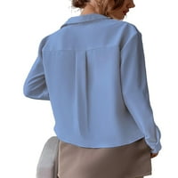 Prašnjava plava elegantna obična košulja ovratnika ženske bluze