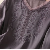 Duksevi žene popust ženske modne dukseve poliester dugih rukava V-izrez čvrsta bluza na vrhu stila S-dimljiva