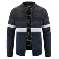 Stabilan puni zip hoodie boja blokirani kardigan džemper muški plišani zadebljani casual pleteni kaput