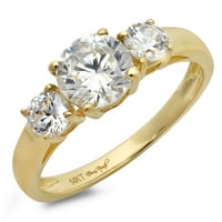 1. CT sjajan okrugli rez pravi prirodni dijamant SI1-si G-H 14k Žuto zlato Trobono obećanje Vjenčanje