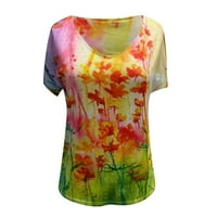 Košulje za žene casual plus veličine kratkih rukava tiskani V-izrez TEE bluza Ženske vrhove