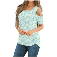 Vrhovi za ženske ležerne tiskarske košulje s kratkim rukavima labav tee vrhovi tuničke bluze