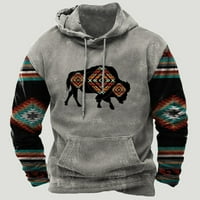 Fanxing klirens Grafički duks muški aztec plemenski dukseri zapadni etnički ležerni pulover patchwork dukserice s kapuljačom
