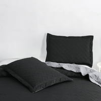 Jessy Home Twin veličina crna prekrivačka posteljina set siva prekrivač prekrivača