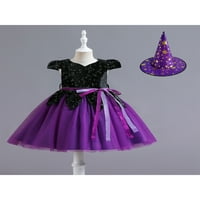 Gureui Toddler Dojenčišta Djevojke Casual Cap haljina rukava Halloween Contrast Color Mesh pređe A-line