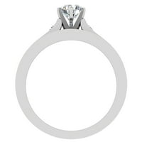 Diamond Wedding Ring set za žene okrugli sjajan centar za briljantski prsten za briljant sa poboljšanjem vjenčanica 14k bijelo zlato 1. Carat