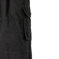 Uorcsa Cargo Pamučna habala otporna na modne kombinezone tele, duljine Multi džep plus veličina muške hlače crna