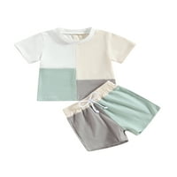 Wassery Baby Boys Odjeća za djecu s kratkim rukavima kratki rukav kontrast boja majica patchwork tops + kratke hlače 0-3t