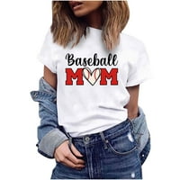 Ženska moda casual bejzbol majčin dan tiskani okrugli vrat kratkih rukava top bluza bijeli xxl