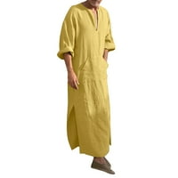 Muški casual modni pamučni posteljina V izrez dugi rupne jakne