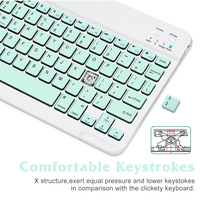 Punjiva bluetooth tastatura i miš kombinirano ultra tanka pune tipkovnice i ergonomski miš za vivo y pro i sve Bluetooth omogućeno MAC tablet iPad PC laptop - teal