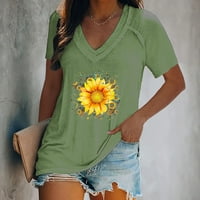 Strungten ženska majica V-izrez suncokret za ispis Pulover casual majice kratkih rukava ženske majice