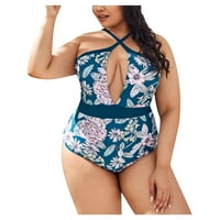 Huachen bikini seksi izdubila trbuh koji pokriva jednodijelno plus prevelizirane kupaći kostim, zeleni