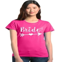 Shop4ever Ženska mladenka Strelica Arrow Bijela svadbena grafička majica Velika helikoanija ružičasta
