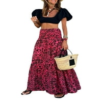 Ženska ljetna boemska cvjetna tiskana elastična struka linije maxi suknja