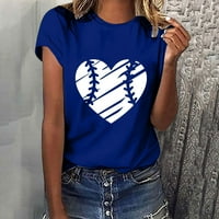 CLlios Womens bejzbol košulje srca Print kratkih rukava Majica Labavi okrugli izrez Smiješni vrh Igra