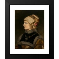 Wilhelm Mengler Black Moderni uokvireni muzejski umjetnički print pod nazivom - mlada žena u renesansnom