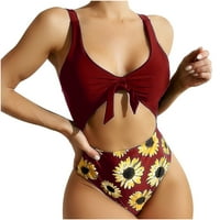 Ženski novski kupaći kostim suncokretovoj boji blokira jednodijelni ženski kupaći kupaći kostim