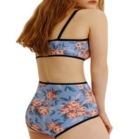 Žene Tankini kupaći kostimi cvjetni print V-izrez bez rukava na rukavima BRA i visoki struk dno kupaćih