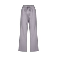 DRPGunly ženske hlače modne visoke struk široke pantalone za vuču elastične pantalone udobne ravnotežne pantalone s džepovima Capri hlače za žene sivi xl