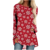 Dugi rukavi Ležerne majica Lady Slatka Gnome Grafičke košulje Jesen bluza za žene Dugi vrhovi za gamaše Božićna odjeća Comfy Flowy Pulover Red S