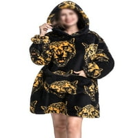 Grianlook Ženska noćna odjeća za životinje Print Cambobe zgušnjavanje plišane kratke mini haljine vunene