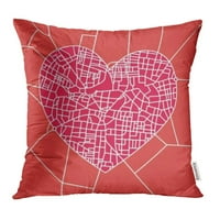 Crvena mreža gradova s ​​detaljnim ulicama u obliku srca sa slojevima Plana urbani neto jastučni jastuk jastuk za bacanje jastuka