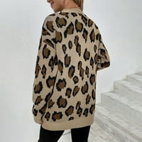 Ležerni ženski kontrast boja Leopard Džep za ispis Ležerne dugene jakne s kaki