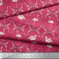 Soimoi ružičasti Poly Georgette tkanina Flamingo i marokanska damaska ​​dekor tkanina od tiskanog dvorišta