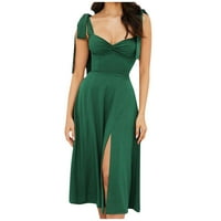Ljetne haljine za žene kratki rukav Mid-duljina moda A-line ispisane haljeve haljine zelene s
