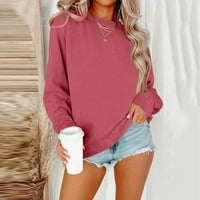 Duks žene udobne prevelike pulover s dugim rukavima Basic Solid Boja Y2K odjeća Trendy Fall Outfits
