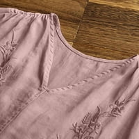 Zunfeo vrhovi za žene - V-izrez kratki rukav novi dolazak labav fit casual thurts majice ružičasta m
