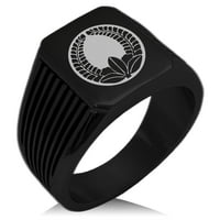 Nehrđajući čelik Ando Samurai Crest igla Stripe uzorak uzorak u obliku biciklističkog stila polirani prsten