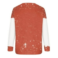 Božićne košulje za žene Jesen modni dugi rukav pulover Duks Xmas Print Tops Orange- S
