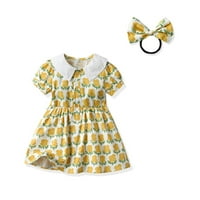 TODDLER Ljetne haljine za djevojke Dječje dječje proljeće Ljeto Print cvjetni kratki rukav Trake za ruke princeza haljina odjeća 12- mjeseci