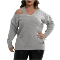 Ženski džemperi plus veličina Ženska moda V-izrez Veliki rukav dugi rukav dugi rukavi