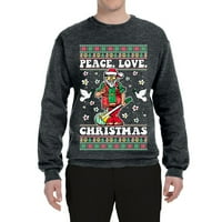 Divlji bobby, mir ljubav božićni ružni božićni džemper unise grafički grafički duks, heather crna, mala