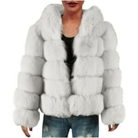 FESFESFES kaput za ženske dame tople fau krznene kaput jakna Zimska solidna klirenska odjeća V-izrez