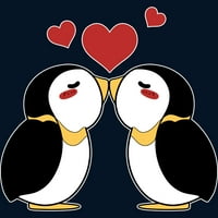 Srčani pingvini za valentines majica mornarica plava grafička dukserica za posadu - dizajn ljudi M