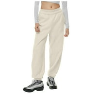 Kućine pantalone sa visokim strukom sa visokim strukom vježbaju sportske hlače sa džepovima