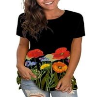 Niuer kratki rukav bluza za žene za žensku modnu okrugla Novu cvjetnu majicu ljetne kaftne baggy labave
