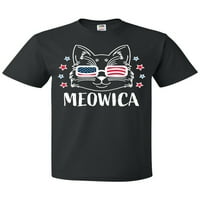 Inktastična četvrta jula Meowica mačka u majici sunčane naočale zastava