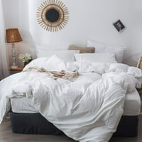 Poklopac posteljine moomee posteljina opran pamučni posteljina poput teksturiranih prozračnih izdržljivih mekih udobnih bijelih, blizanca
