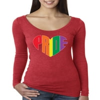 Rainbow LGBTQ Gay Pride Heart LGBT pride ženske scoop dugih rukava, vintage crna, x-velika