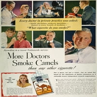 CAMELS CIGARTE AD, C1950. N'hat cigareta pušite, doktore? ' Oglas za kamile cigarete iz američkog časopisa,