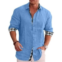 Modni brendovi muškarci majice za čišćenje lakta-ležerna kaputa Henley opuštena fit majica Novi dolazak poklon podobni plavi 2xl
