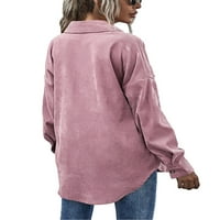 Ženske gumb za dugih rukava za dugih rukava prema dolje košulja na boji nalik na gornje svjetlo sa džepovima
